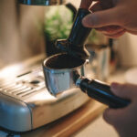 barista tamping a coffee for espresso