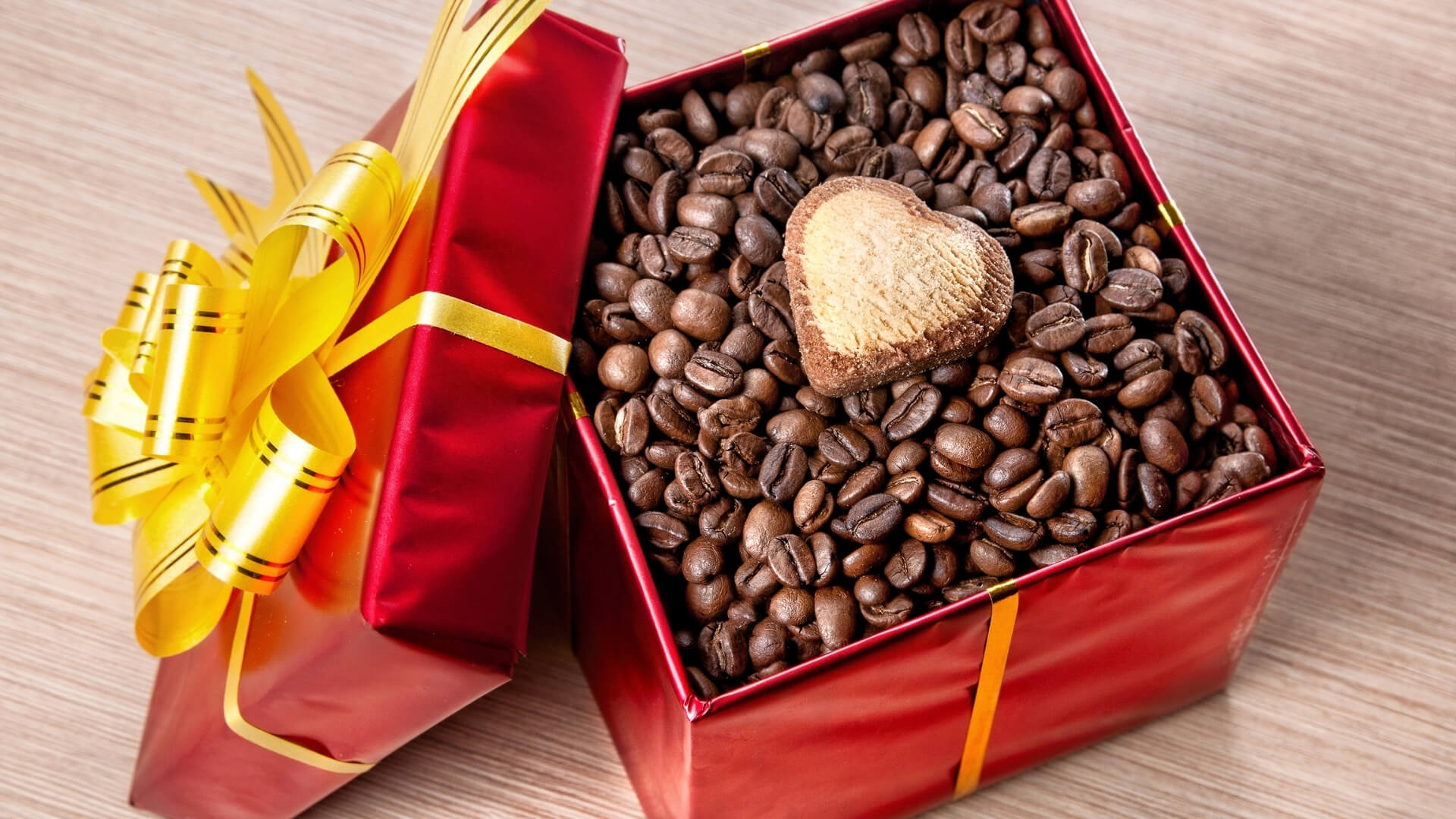 a gift for. coffee lover wrapped in red box