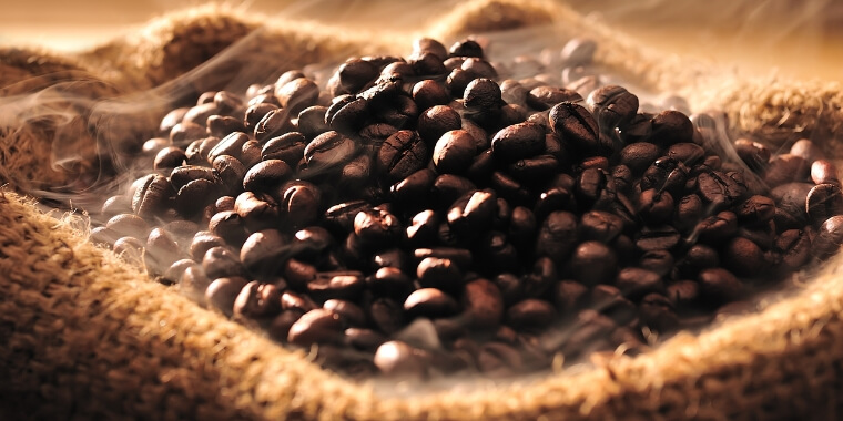 Coffee beans on a sack